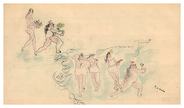 Presentation de fleurs, drawing by Jules PASCIN